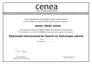 Titulo diplomado toxicologia laboral